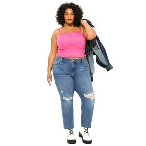 NWT TORRID Plus Size Crop Lace Smocked Tank Top